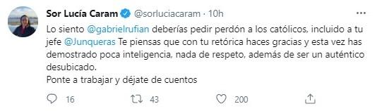 sor lucía carga contra Rufián sor lucía carga contra Rufián