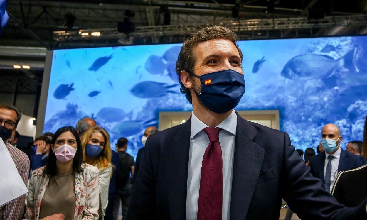 El presidente del PP, Pablo Casado, durante una visita a Fitur 2021. EP