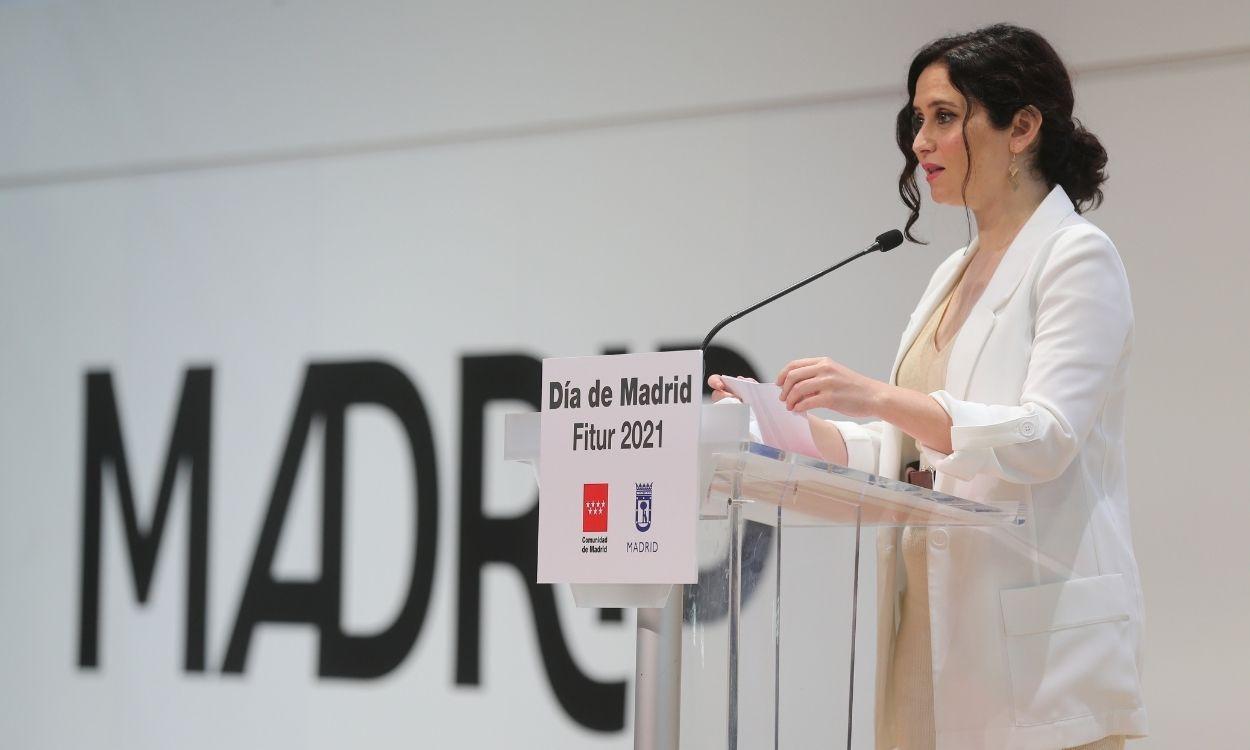 La presidenta de la Comunidad de Madrid en funciones, Isabel Díaz Ayuso, en Fitur. EP. 