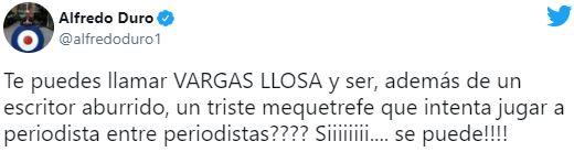 el tuit de Alfredo Duro el tuit de Alfredo Duro