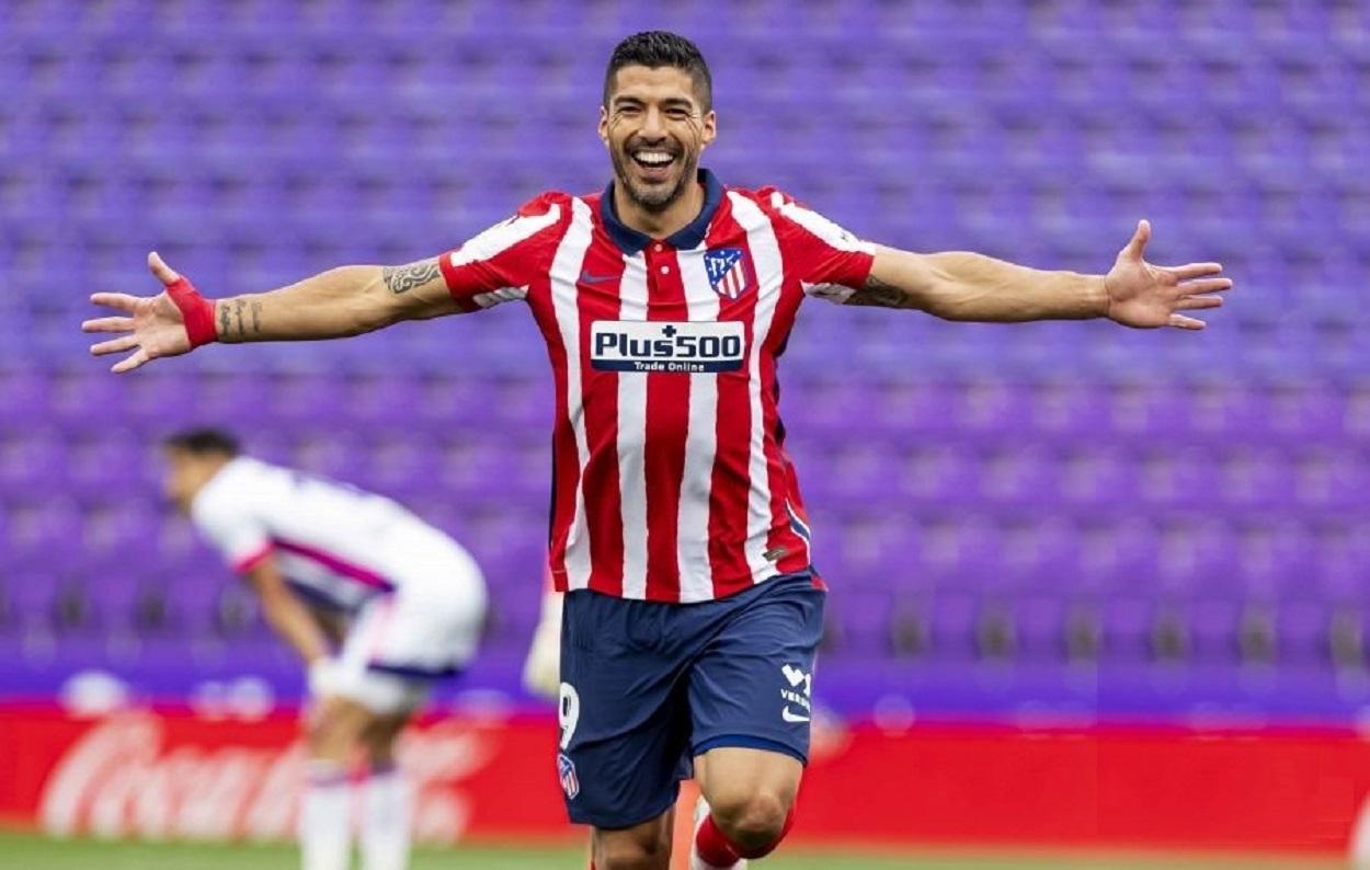 Luis Suárez celebrando el gol de la victoria frente al Valladolid. Fuente: Europa Press.