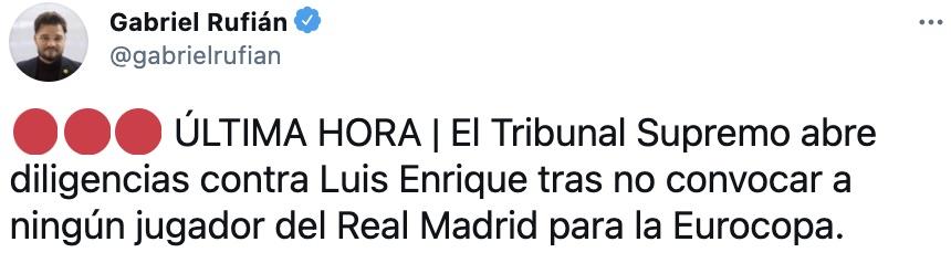 Tuit de Rufián sobre la Eurocopa Tuit de Rufián sobre la Eurocopa