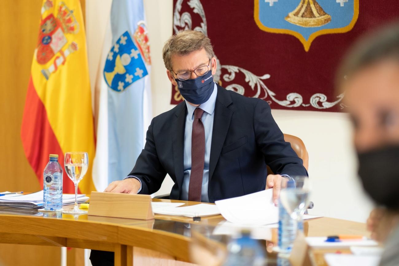 Feijóo preside el Consello de Goberno de la Xunta, antes de su comparecencia ante los medios de comunicación (Foto: Xunta de Galicia).