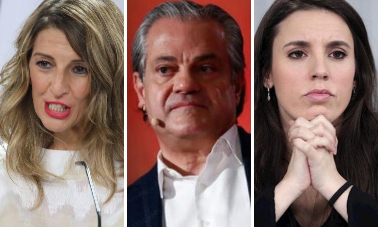 Yolanda Díaz, Marcos de Quinto e Irene Montero