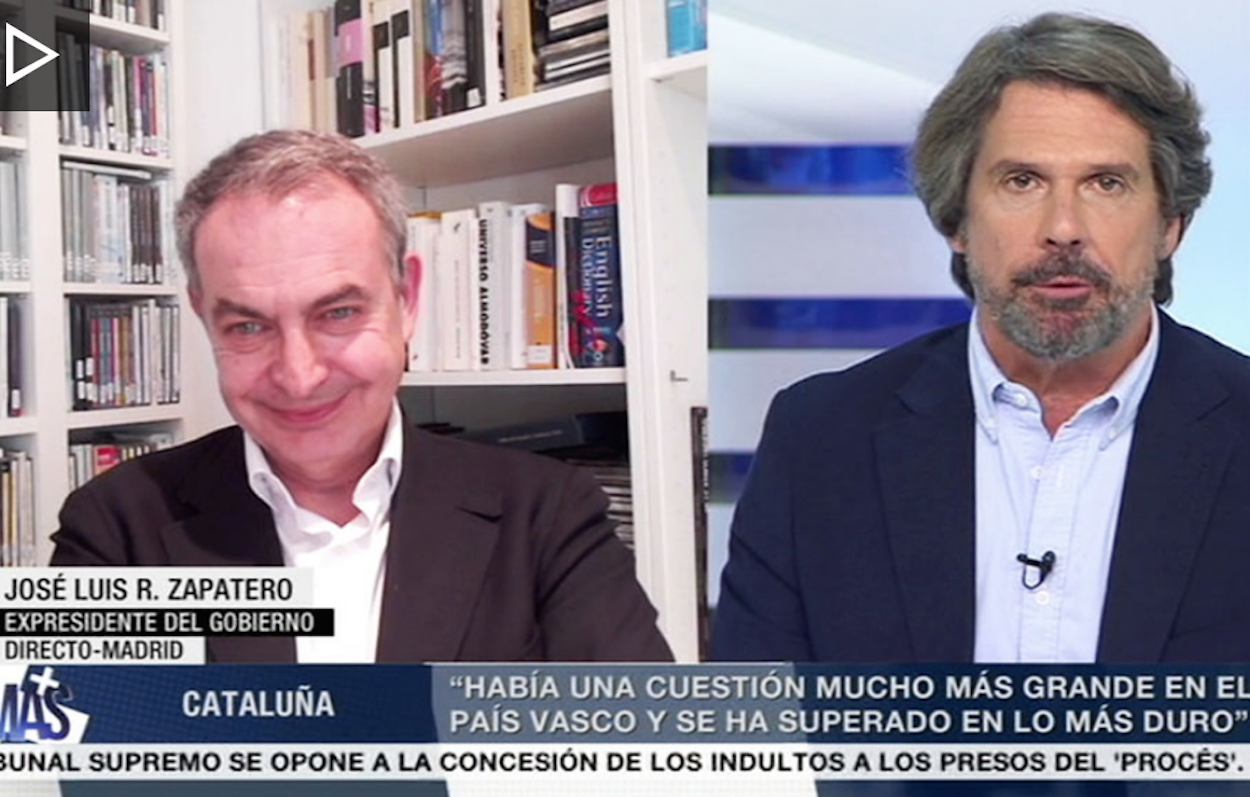 José Luis Rodríguez Zapatero en el programa Mesa de análisis, que dirige Teodoro León Gros.