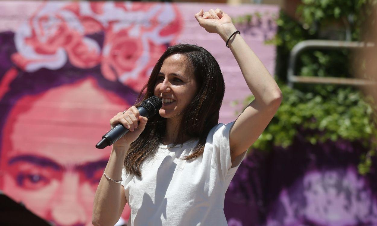 La ministra de Derechos Sociales, Ione Belarra, durante un acto de su campaña para liderar Podemos, a 29 de mayo de 2021, en Getafe, Madrid (España)