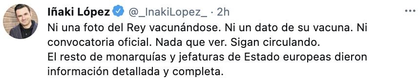 Iñaki López reacciona a la vacunación del rey