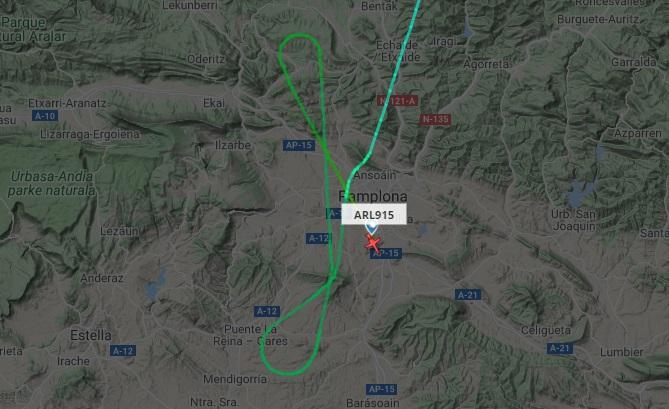 Llegada del avión civil que trasladará al líder del Frente Polisario. Flightradar.