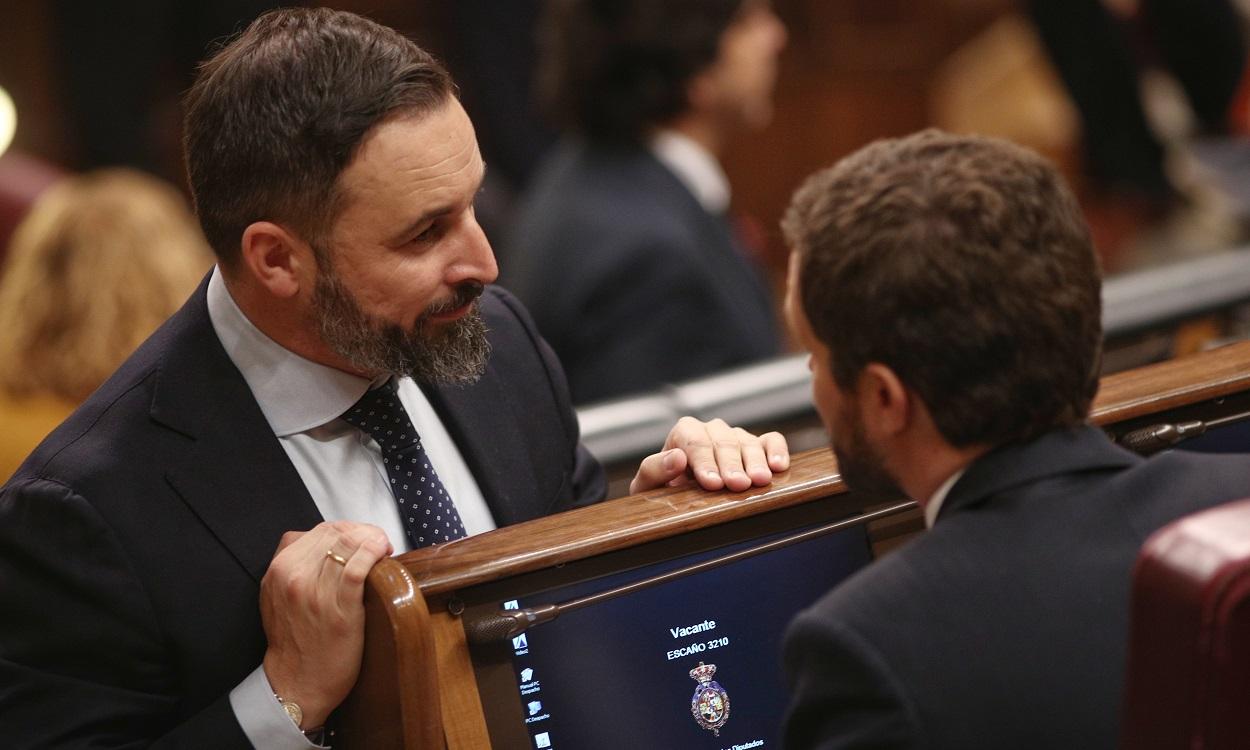 El presidente de Vox, Santiago Abascal (izq) y el presidente del PP, Pablo Casado (dech). Eduardo Parra / Europa Press