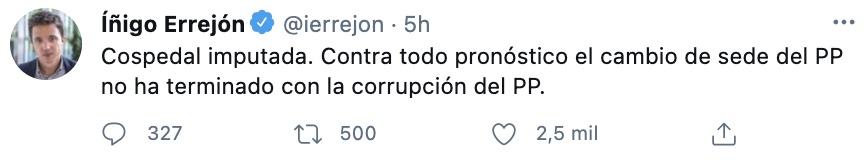 Tuit de Errejón sobre Cospedal