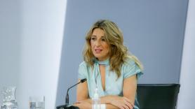 La vicepresidenta tercera del Gobierno y ministra de Trabajo y Economía Social, Yolanda Díaz, comparece en una rueda de prensa posterior al Consejo de Ministros. EP