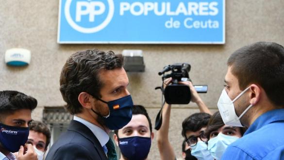 Pablo Casado durante su visita a Ceuta. EP