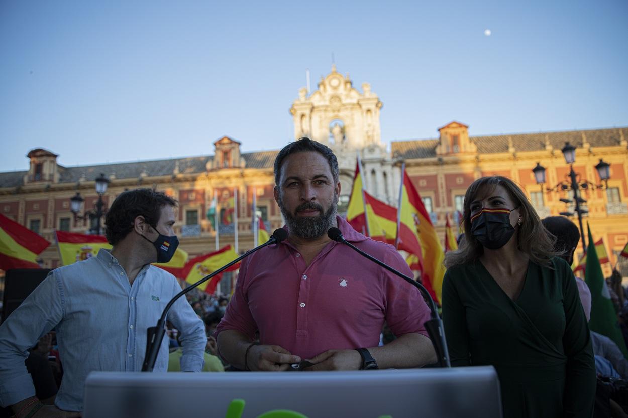 Santiago Abascal participa en una manifestación en Sevilla. EP