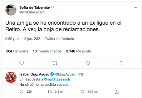 Tuit Ayuso sobre ex parejas Tuit Ayuso sobre ex parejas