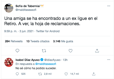 Tuit Ayuso sobre ex parejas