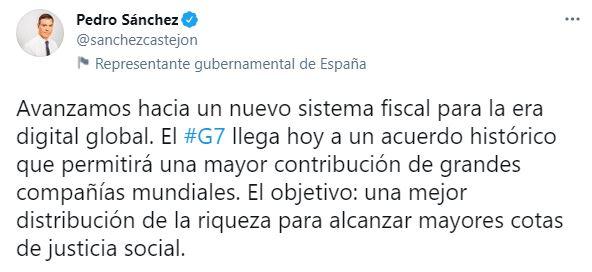 Tuit Pedro Sánchez