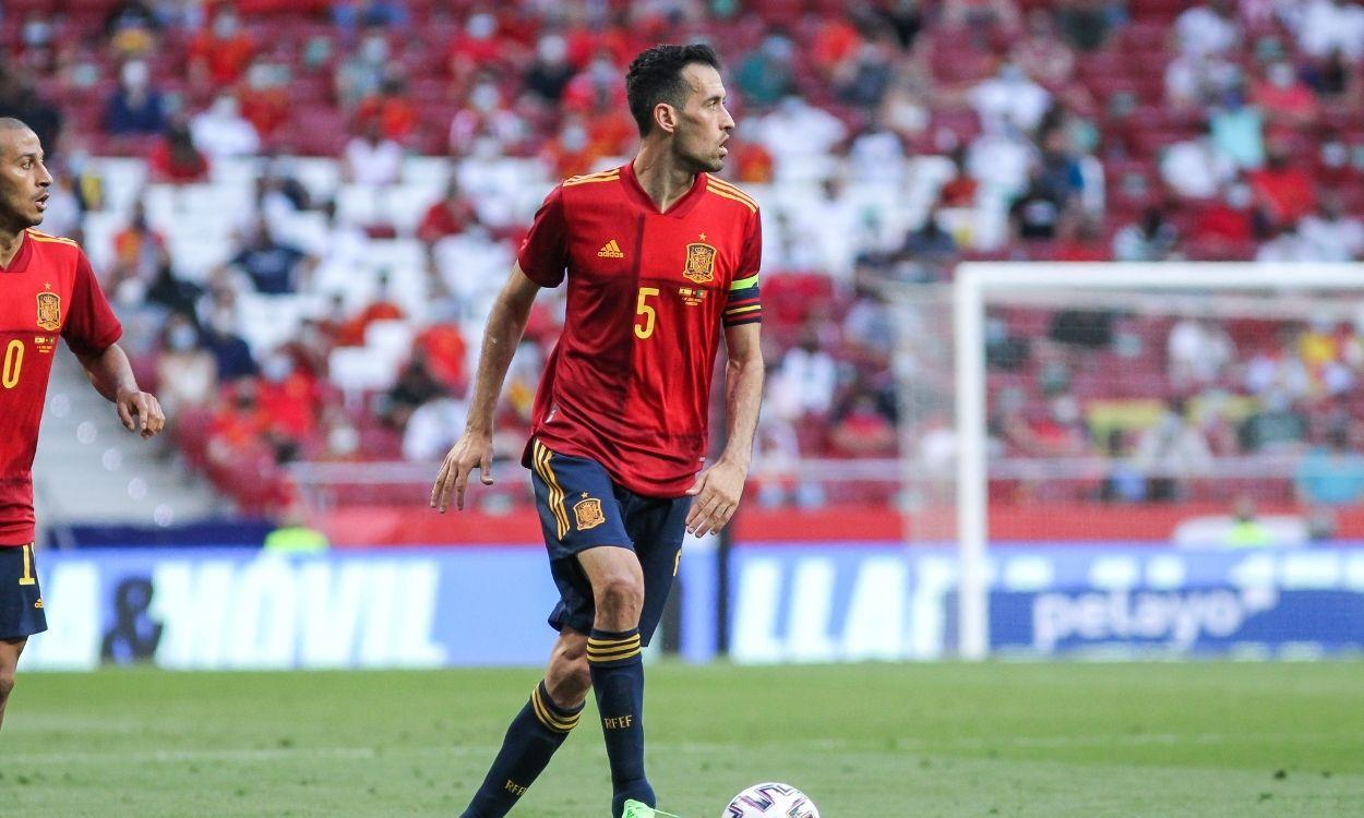 El capitán y futbolista de la Selección española, Sergio Busquets, durante el amistoso contra Portugal. Europa Press. 