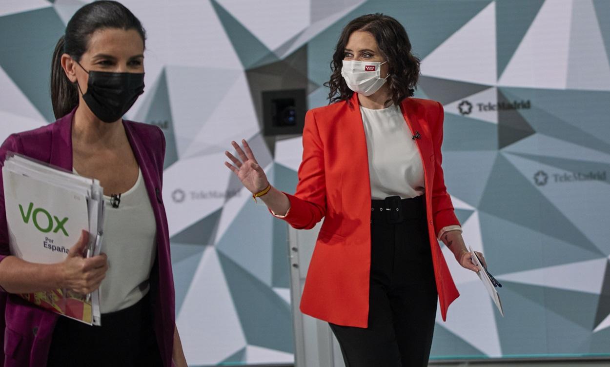Isabel Díaz Ayuso y Rocío Monasterio en el debate electoral en Telemadrid