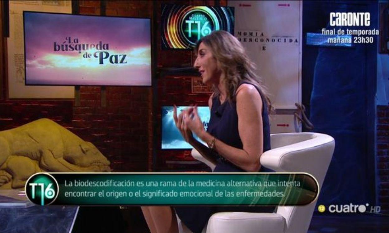 Polémico rótulo de 'Cuatro Milenio' en la entrevista a Paz Padilla. Mediaset.