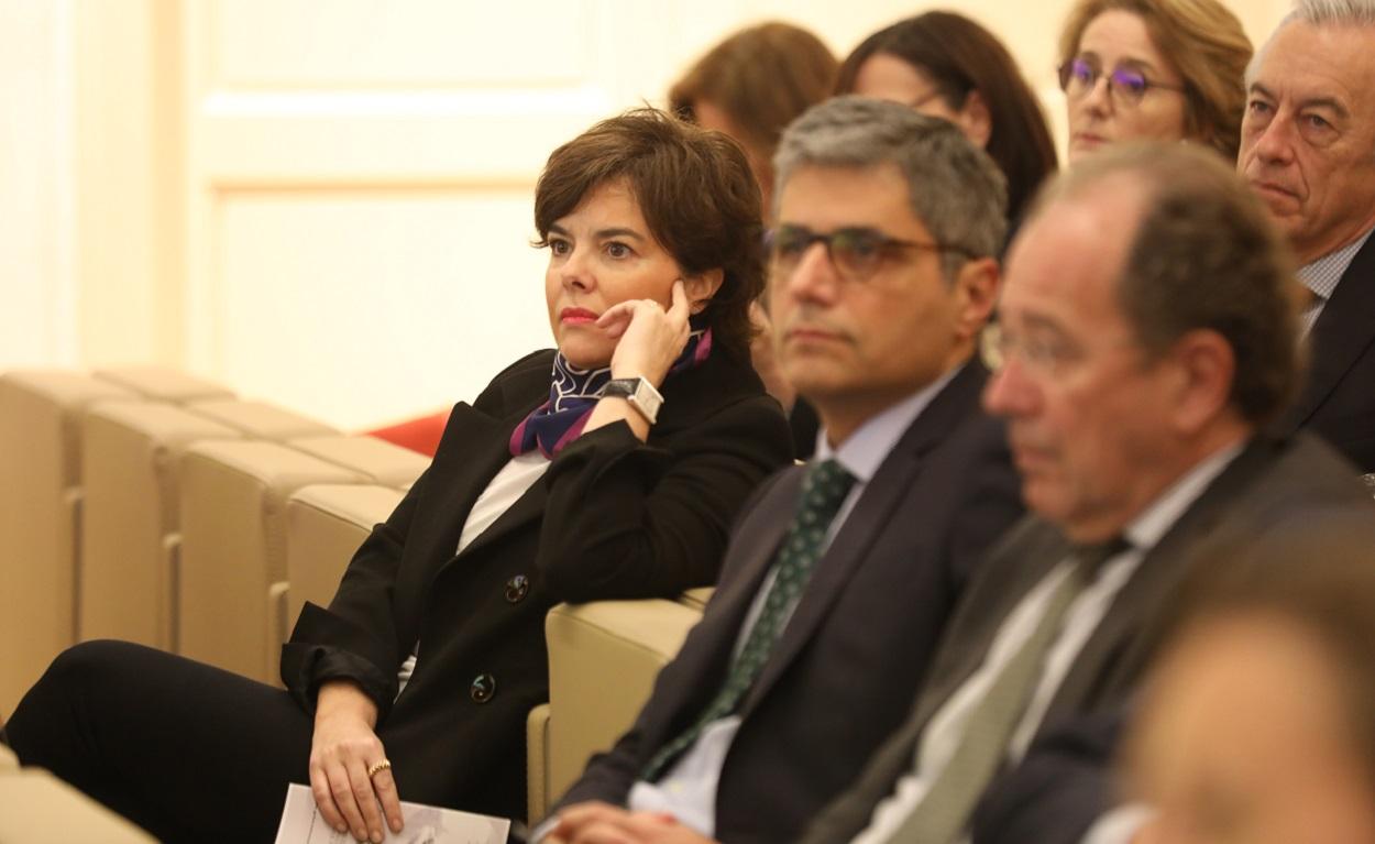 a exvicepresidenta del Gobierno, Soraya Sáenz de Santamaría, asiste a las jornadas IGS organizadas por el Instituto de Gobernanza y Sociedad sobre las prácticas de gobierno de empresas.EP archivo