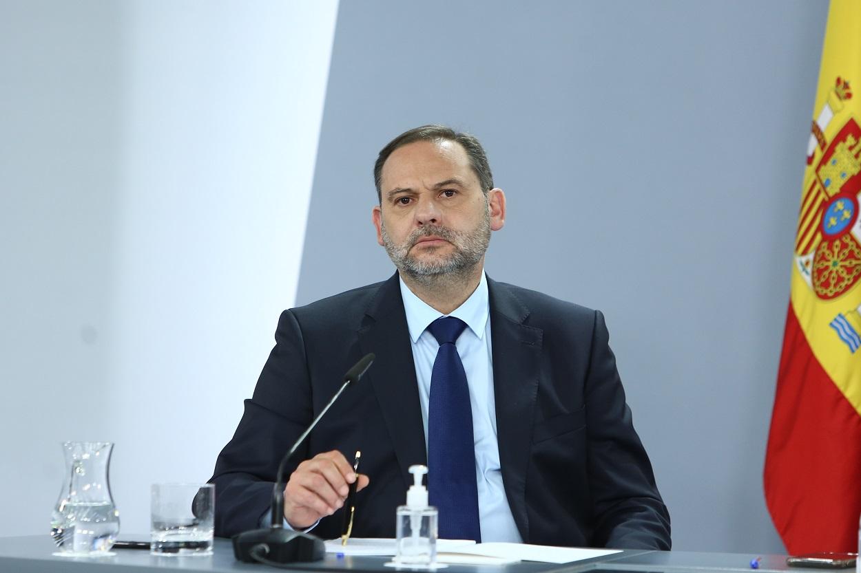 El ministro de Transporte, Movilidad y Agenda Urbana, José Luis Ábalos, en una rueda de prensa posterior al Consejo de Ministros. Europa Press