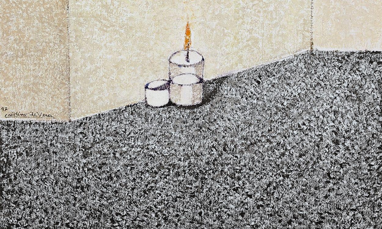 'Muro y dos objetos blancos', 1997. Óleo sobre lienzo. Cristino de Vera. Fundación Cristino de Vera