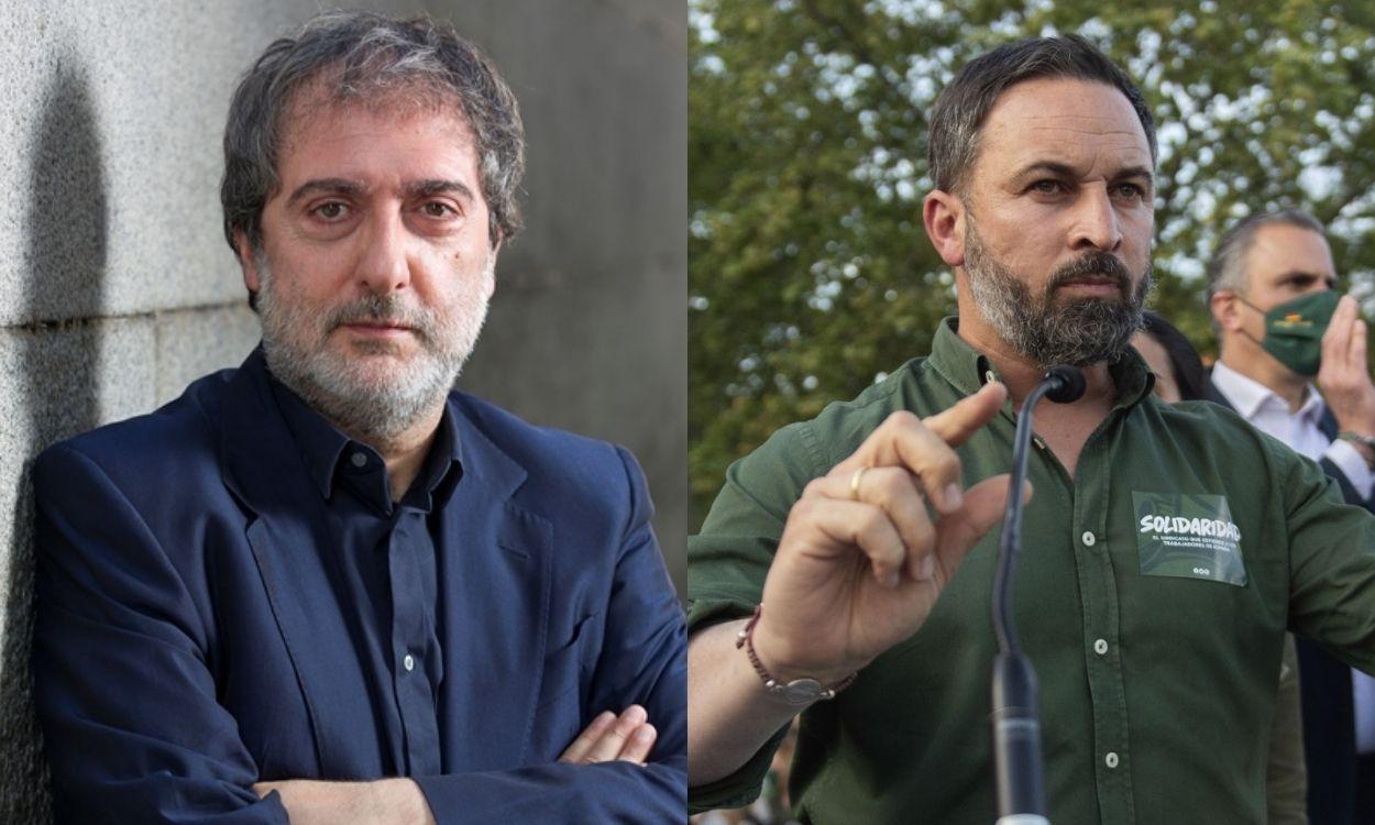 El guionista Javier Olivares y Santiago Abascal.