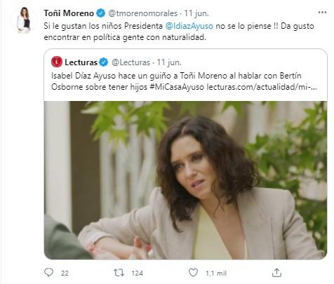 toñi moreno responde a ayuso por redes