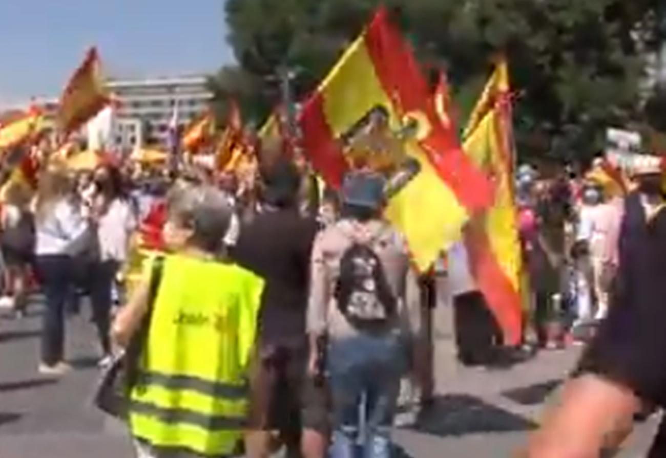 Banderas preconstitucionales en la manifestación de Colón