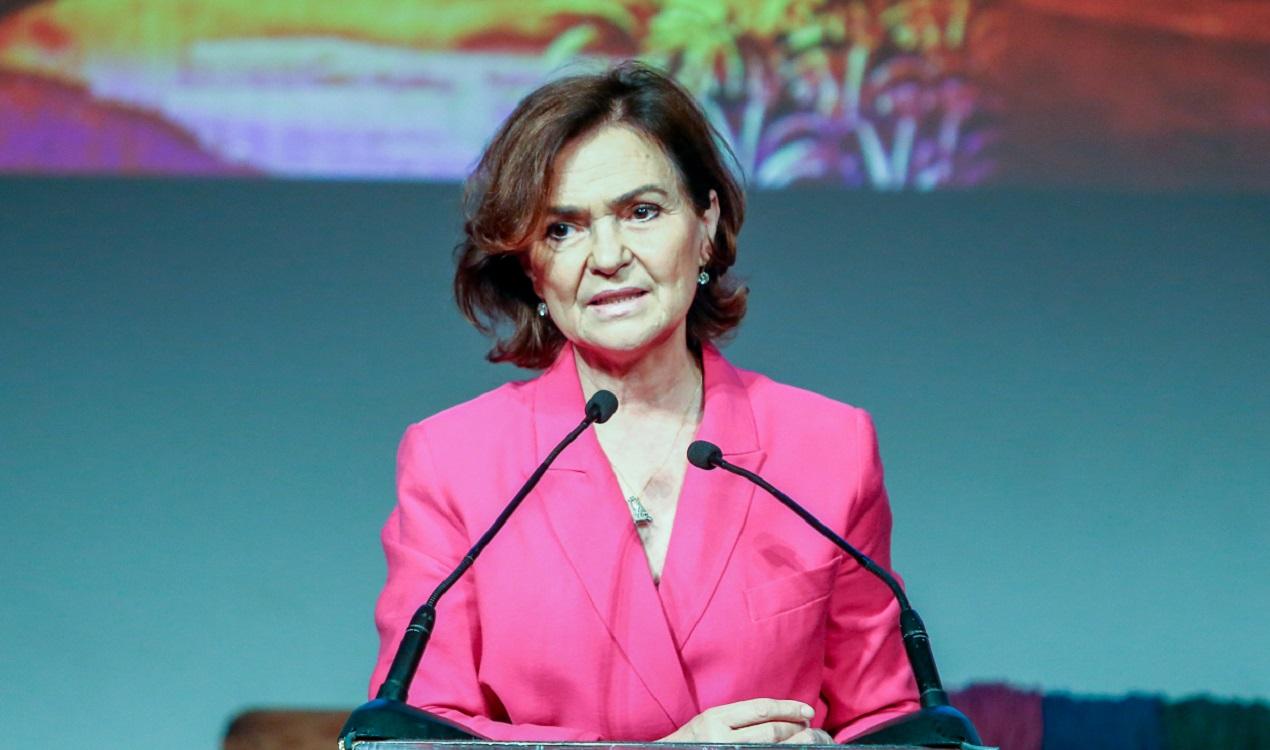La vicepresidenta primera del Gobierno, Carmen Calvo, el 18 de mayo de 2021. EP