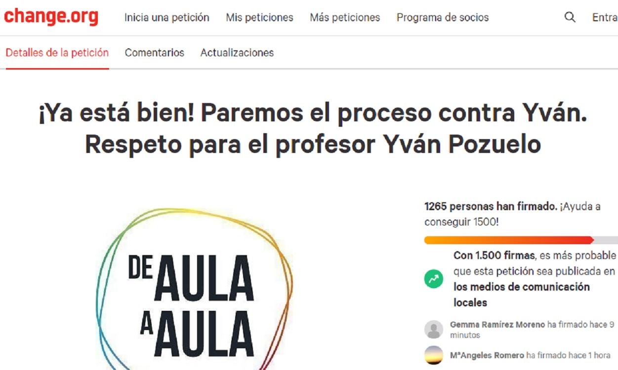 Petición en Change.org en apoyo al profesor de Gijón Yván Pozuelo