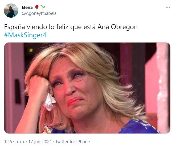 Tuit sobre Ana Obregon en 'Mask Singer' 4