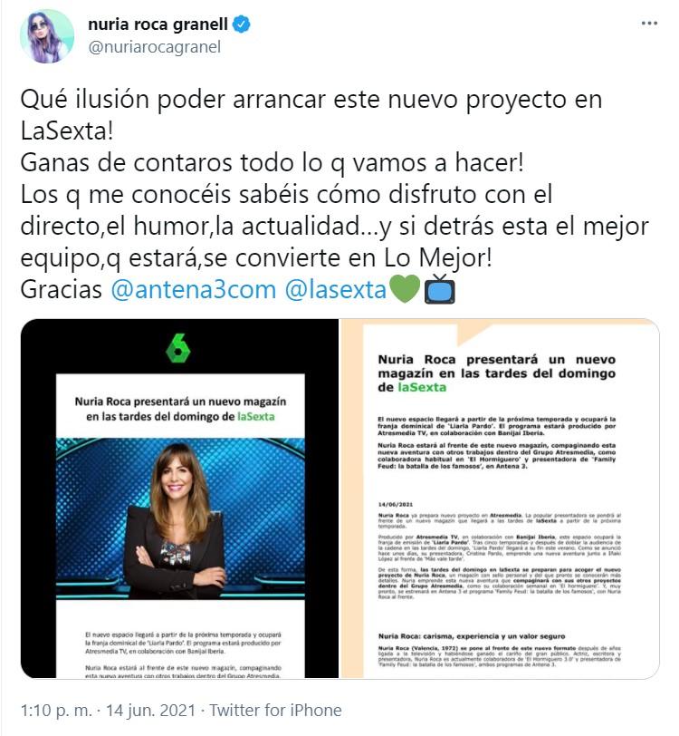 Nuria Roca en Twitter