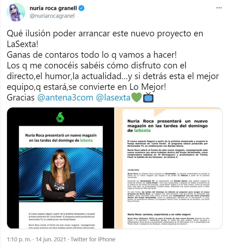 Nuria Roca en Twitter Nuria Roca en Twitter