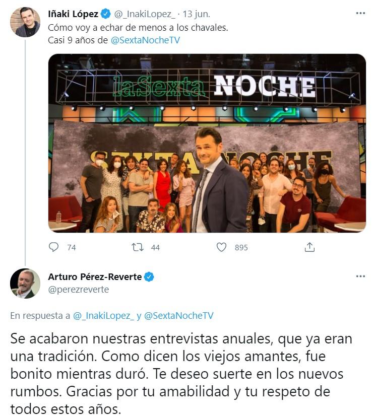 Pérez Reverte desea suerte a Iñaki López