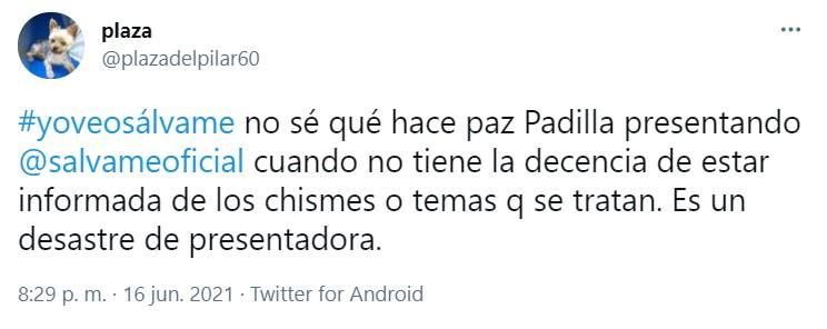 Críticas a Paz Padilla en Twitter 1