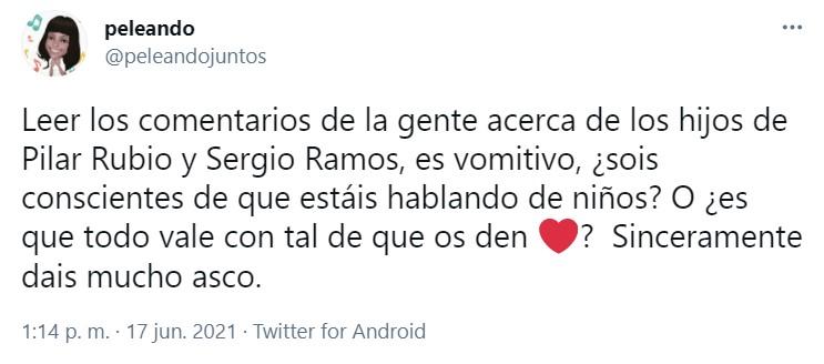 Tuiteros defienden a los hijos de Pilar Rubio y Sergio Ramos 5