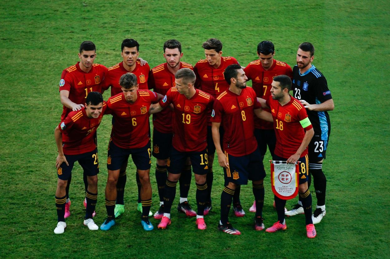 La Selección española, en el partido de la Eurocopa 2020 contra Suecia. EP