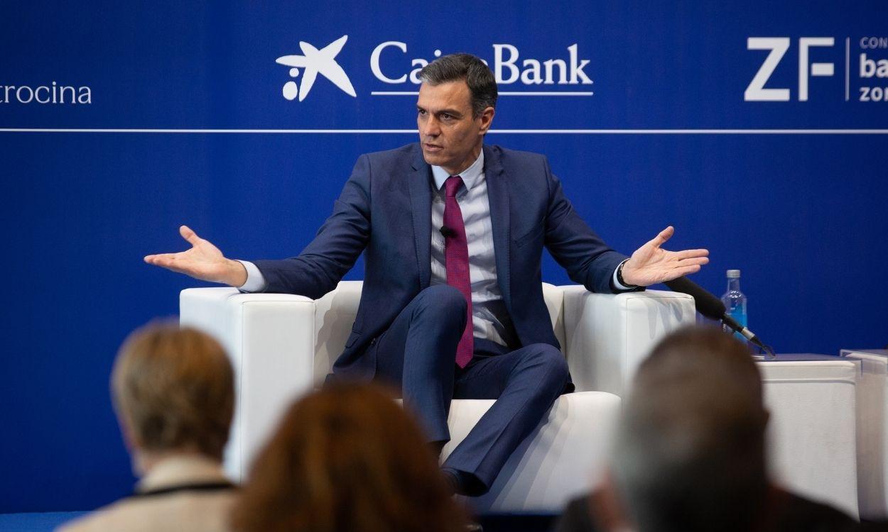 El presidente del Gobierno, Pedro Sánchez, interviene en la clausura de la tercera sesión de la XXXVI Reunión del Círculo de Economía en Barcelona. Europa Press.