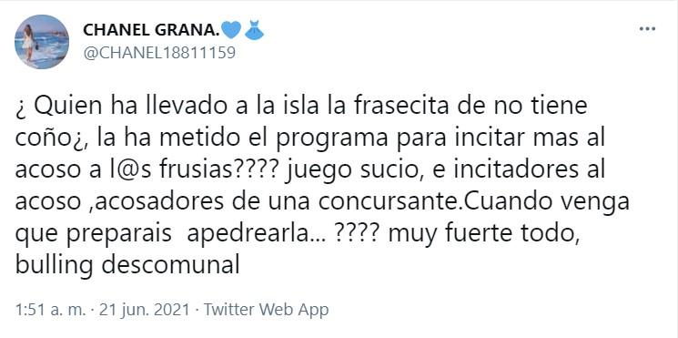 Twitter sobre la frase No tiene coño en Supervivientes 1