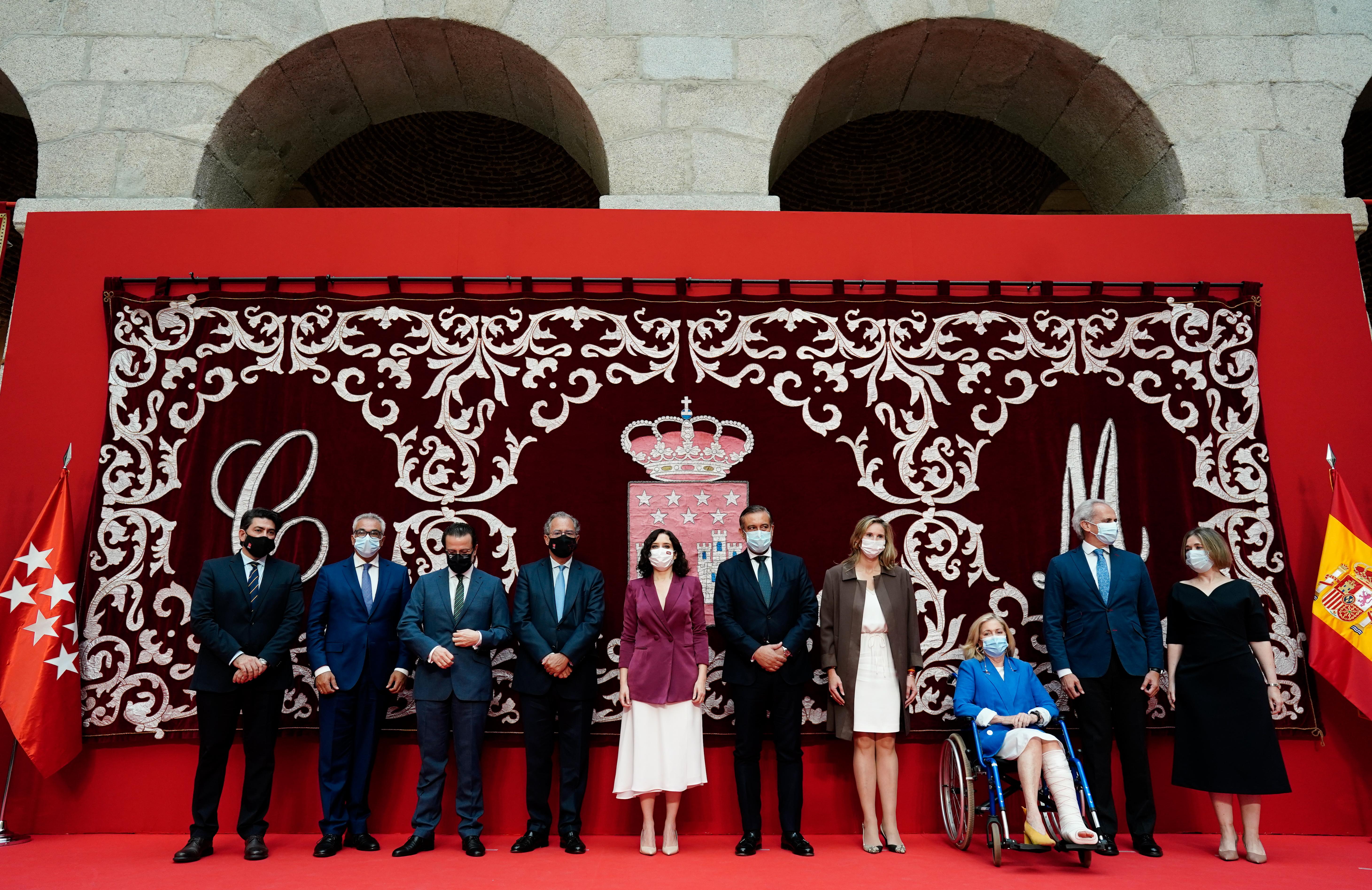 El consejero de Presidencia, Justicia e Interior, Enrique López; el consejero de Educación, Universidades, Ciencia y portavoz del Gobierno, Enrique Ossorio; la consejera de Medio Ambiente, Vivienda y Agricultura, Paloma Martín; el consejero de Economía, H