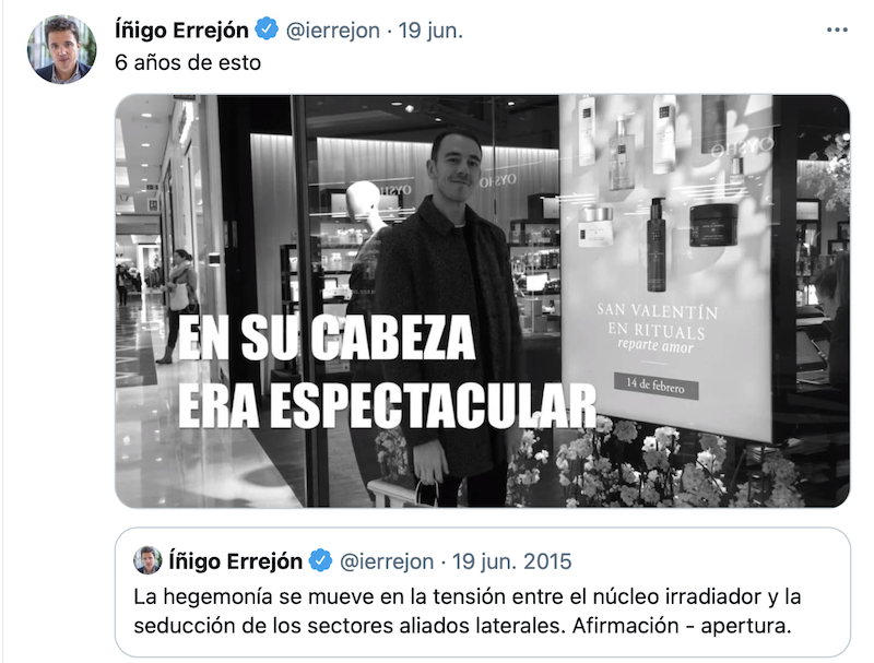 Errejón reacciona a su tuit Errejón reacciona a su tuit