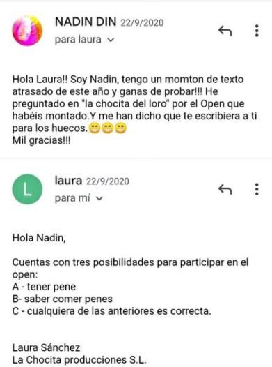 Los mensajes de Laura Sánchez a una cómica Los mensajes de Laura Sánchez a una cómica