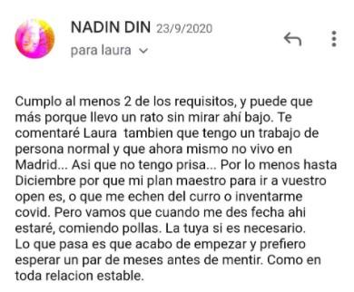 Los mensajes de Laura Sánchez a una cómica 3