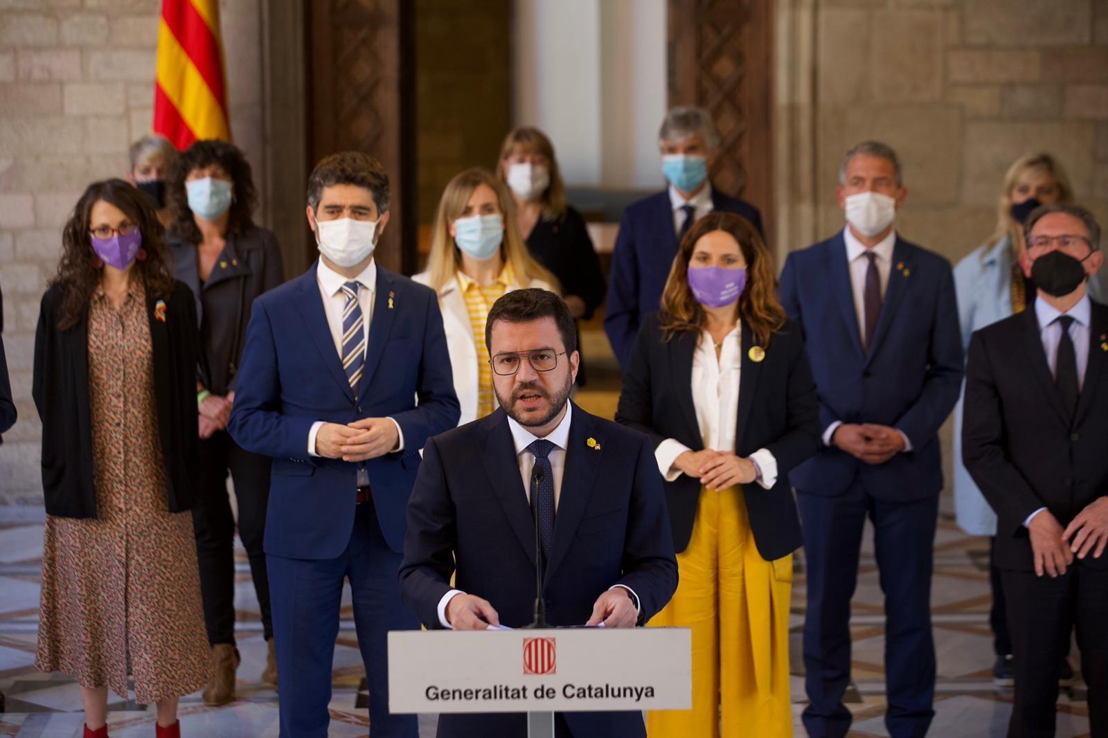 Comparecencia del president de la Generalitat, Pere Aragonès, tras el anuncio de los indultos. EP