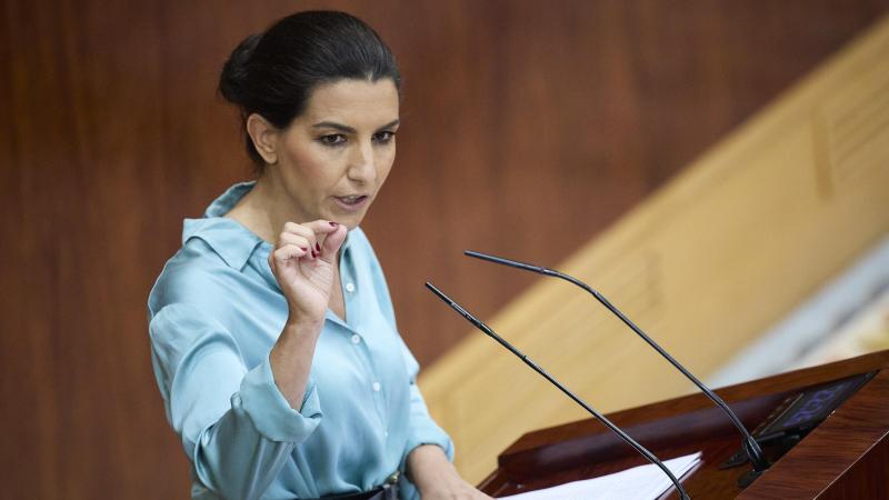 La candidata de Vox a las elecciones de la Comunidad de Madrid, Rocío Monasterio, interviene en la segunda sesión del pleno de investidura de la presidenta en funciones de la Comunidad y candidata a la reelección, Isabel Díaz Ayuso, a 18 de junio de 2021, en Madrid (España).