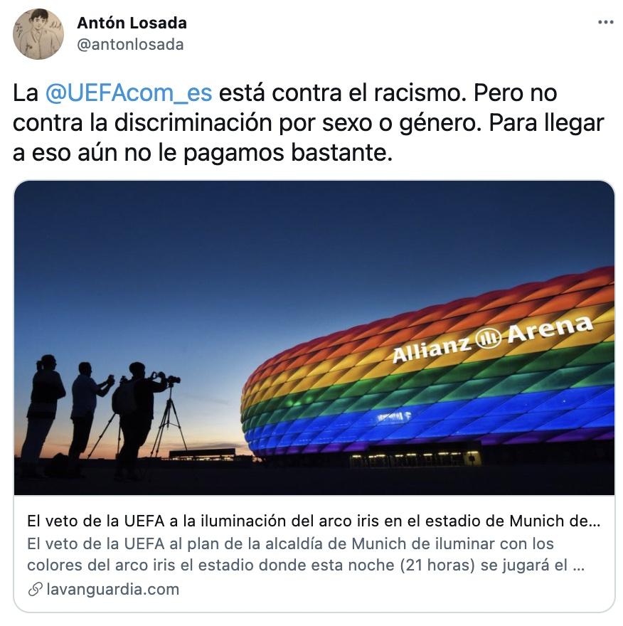 Tuit de Antón Losada contra la UEFA