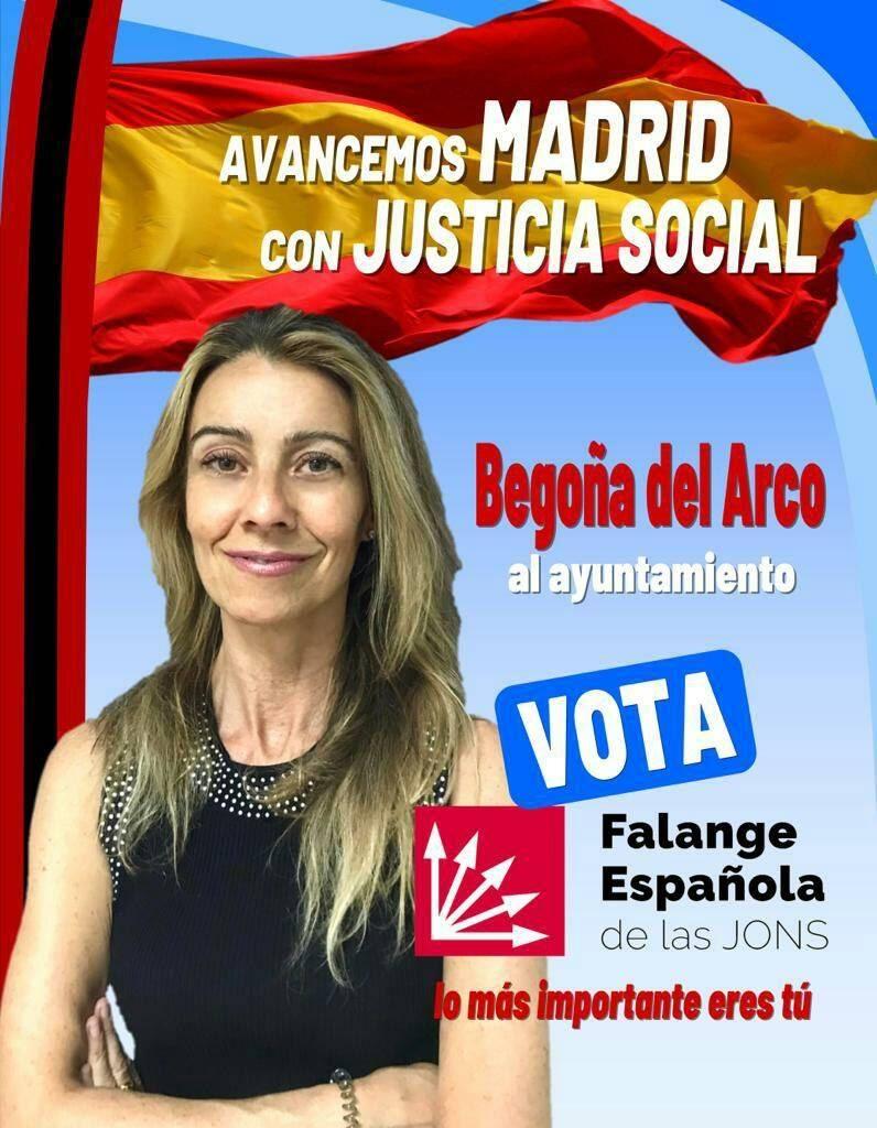 Begoña del Arco, candidata falangista. 