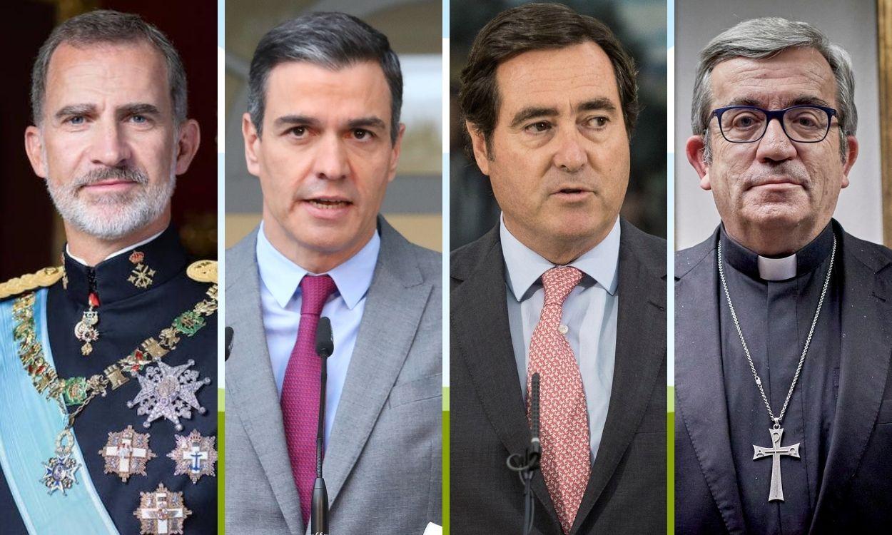 Felipe VI, Pedro Sánchez, Antonio Garamendi y Luis Argüello