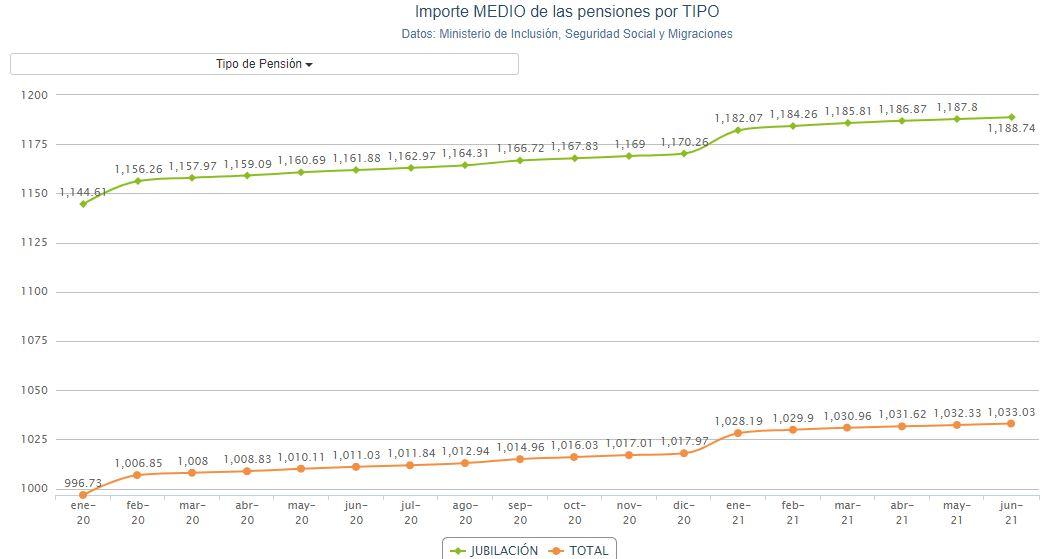 Gráfico importe pensiones. Porcentual Gráfico importe pensiones. Porcentual